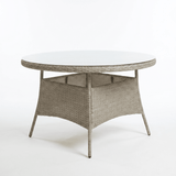 Kemble 6 Seater Round Rattan Garden Dining Set with Kemble/Marston Dining Chairs - Light Grey - Laura James