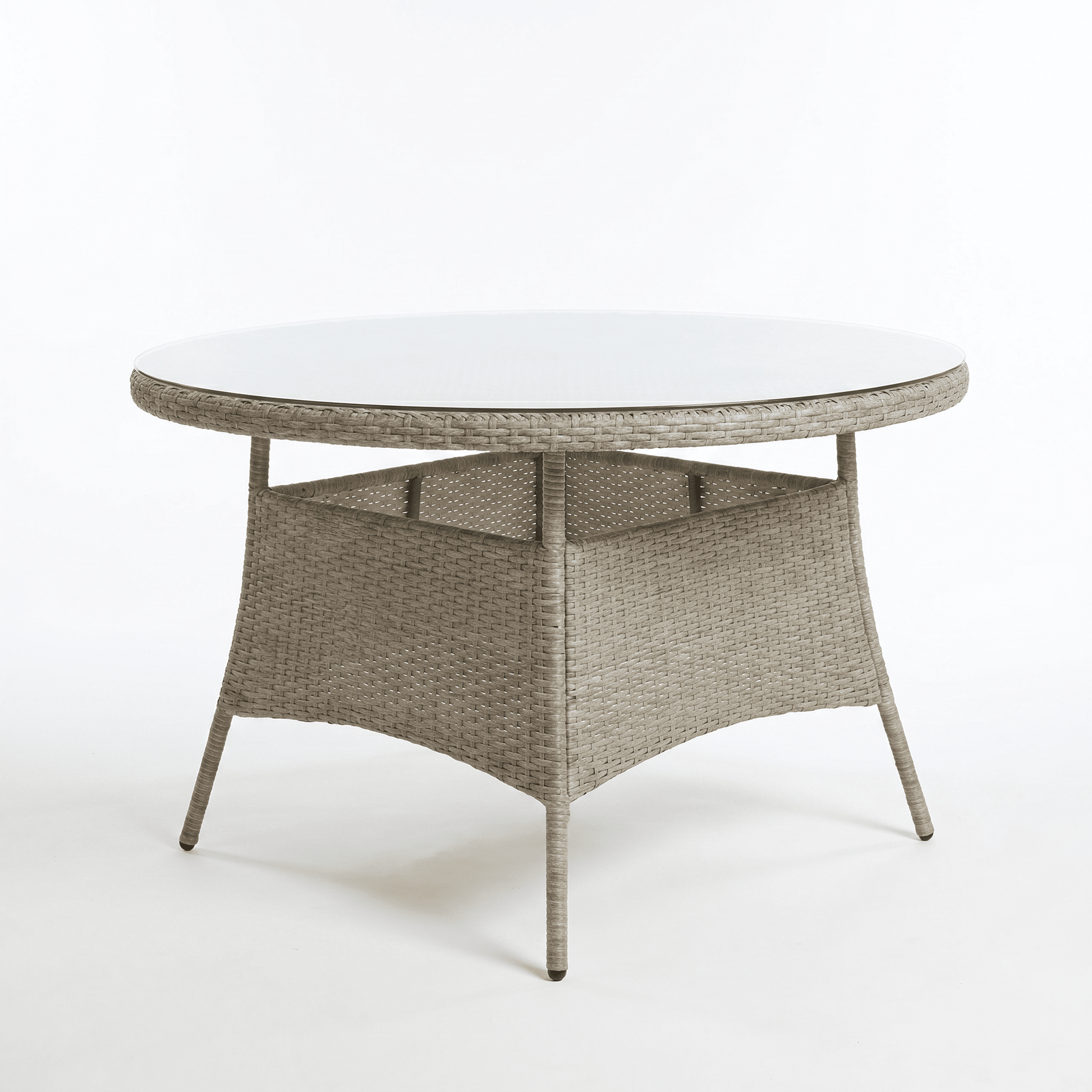 Kemble 6 Seater Round Rattan Garden Dining Set with Kemble/Marston Dining Chairs - Light Grey - Laura James