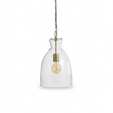 Aldsworth 37cm Glass Pendant Light - Gold with Clear Glass - Laura James