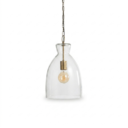 Aldsworth 37cm Glass Pendant Light - Gold with Clear Glass - Laura James