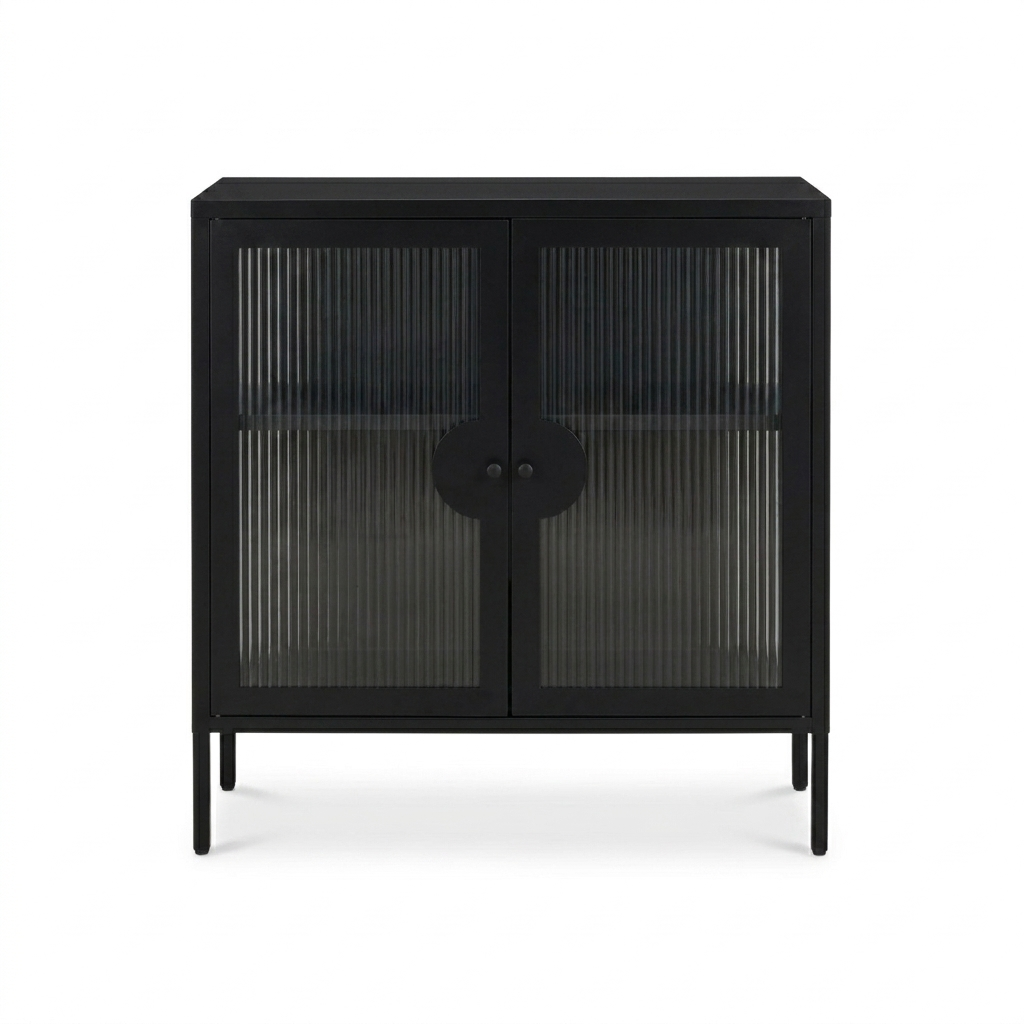 Indiana Black Metal 2 Door Sideboard - 80cm - Laura James