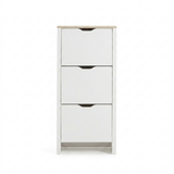 Windsor 60cm Three Door Shoe Cabinet - Chalk White with Coastal Oak Top - Laura James