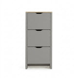 Windsor 60cm Three Door Shoe Cabinet - Pale Grey with Coastal Oak Top - Laura James
