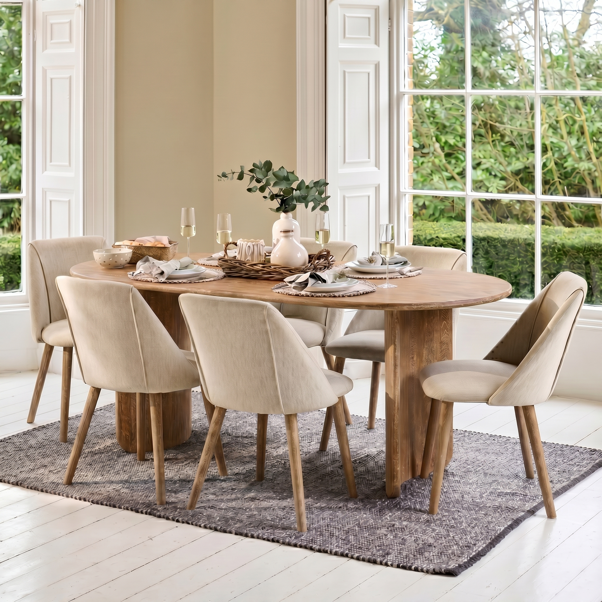 Imogen Chalked Mango Wood Rectangular Dining Table - 190cm - Laura James