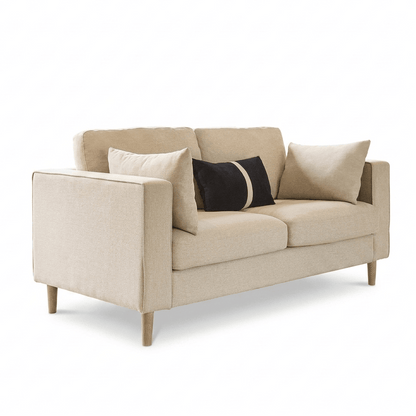 Emily 2 Seater Sofa - Sand with Whitewash Oak Legs - Laura James 