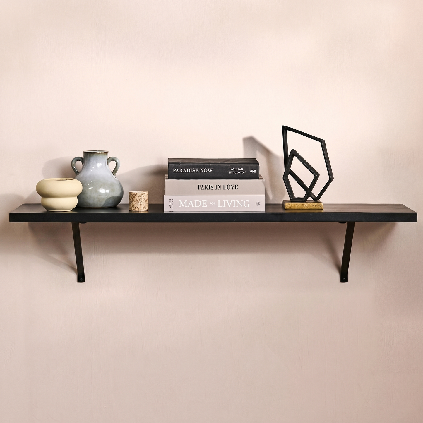 Atlas 125cm Wall Shelf - Jet Black Mango Wood - Laura James