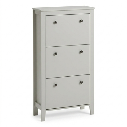 Sandhurst 60cm Three Door Shoe Cabinet - Snow White with Coastal Oak Top - Laura James