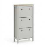 Sandhurst 60cm Three Door Shoe Cabinet - Snow White with Coastal Oak Top - Laura James
