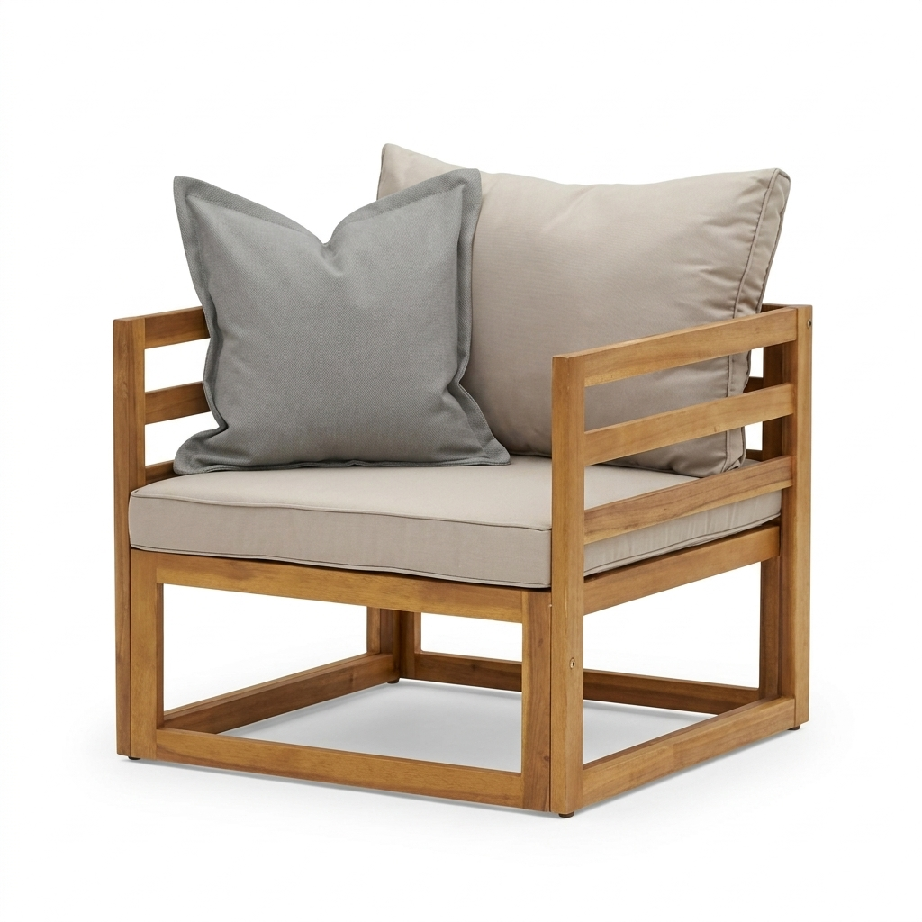 Rowan Natural Wooden Garden Armchair - Sand - Laura James