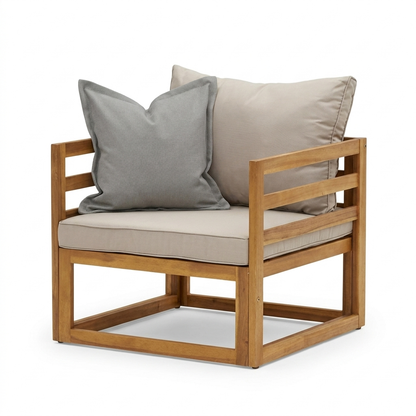 Rowan Natural Wooden Garden Armchair - Sand - Laura James