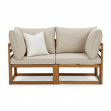 Rowan Wooden Garden 2 Seater Garden Sofa - Sand - Laura James 