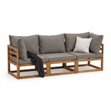 Rowan 3 Seater Wooden Garden Sofa Set with Footstool - Laura James 