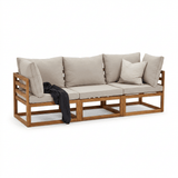 Rowan 3 Seater Wooden Garden Sofa & Footstool - Laura James 