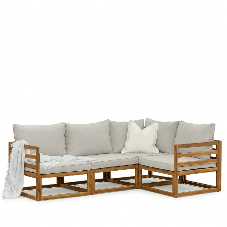 Rowan Natural 4 Seater Wooden Corner sofa set - Laura James