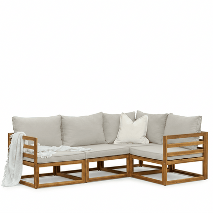 Rowan Natural 4 Seater Wooden Corner sofa set - Laura James