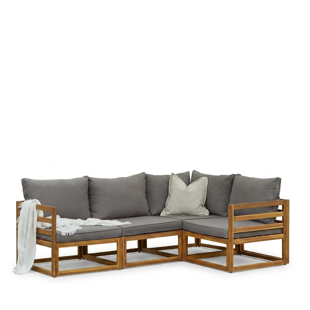 Rowan 4 Seater Wooden Corner sofa set - Laura James