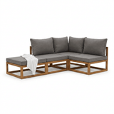 Rowan 4 Seater Wooden Garden Chaise Corner Sofa Set - Grey - Laura James