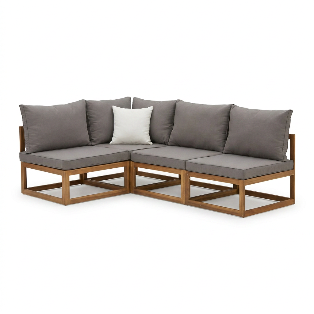 Rowan Grey 4 Seater Wooden Corner Sofa - Laura James