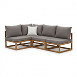 Rowan Grey 4 Seater Wooden Corner Sofa - Laura James