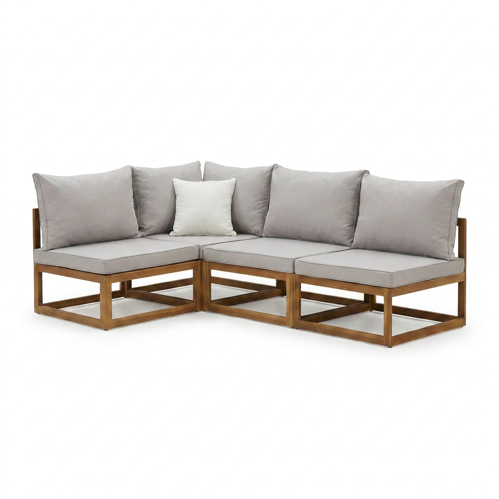 Rowan Natural 4 Seater Wooden Corner Sofa Set - Laura James