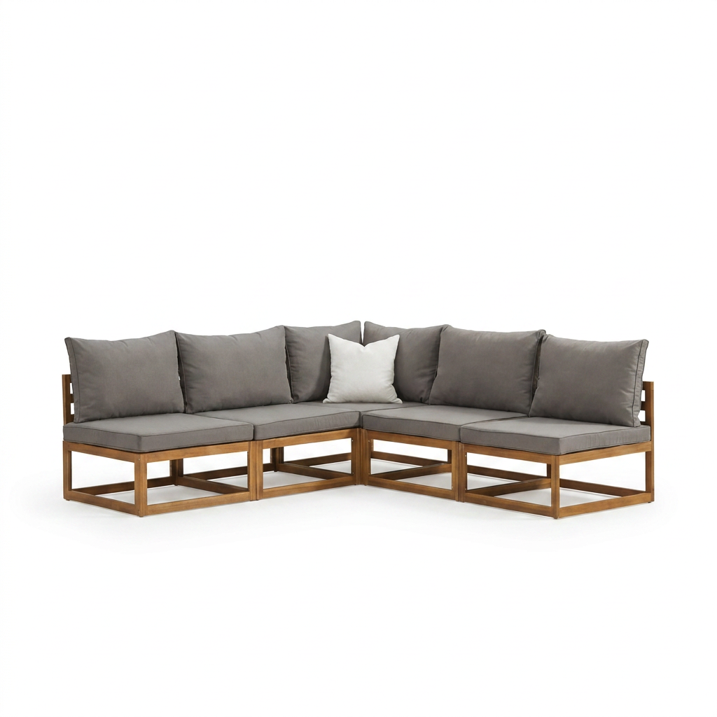 Rowan Grey 5 Seater Wooden Corner Sofa - Laura James