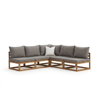 Rowan Grey 5 Seater Wooden Corner Sofa - Laura James