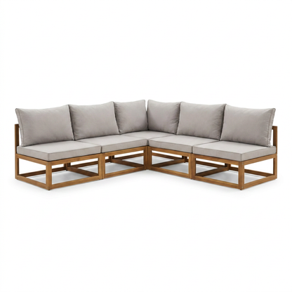 Rowan Natural 5 Seater Wooden Corner Sofa Set - Laura James