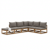 Rowan Grey 6 Seater Wooden Chaise Corner Sofa Set - Laura James