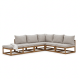Rowan Natural 6 Seater Wooden Corner Sofa Set with Footstool - Laura James