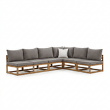 Rowan Grey 6 Seater Wooden Corner Sofa - Laura James