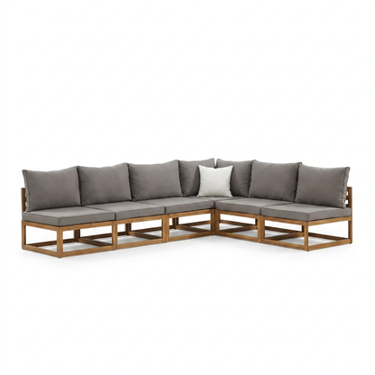 Rowan Grey 6 Seater Wooden Corner Sofa - Laura James