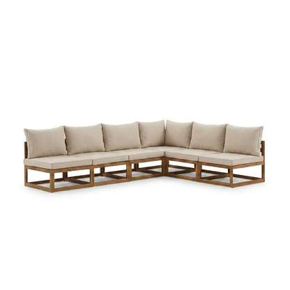 Rowan Natural 6 Seater Wooden Corner Sofa - Laura James