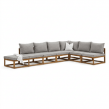 Rowan Grey 7 Seater Wooden Chaise Corner Sofa Set - Laura James
