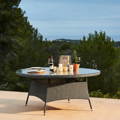 Kemble 8 Seater Garden Round Dining Table - Grey