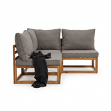 Rowan Grey 3 Seater Wooden Corner Sofa Set - Laura James