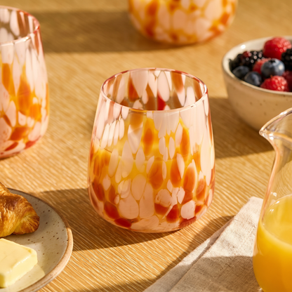 Lazio 9cm Glass Tumbler - Set of 6 - Blush Pink Confetti - Laura James 