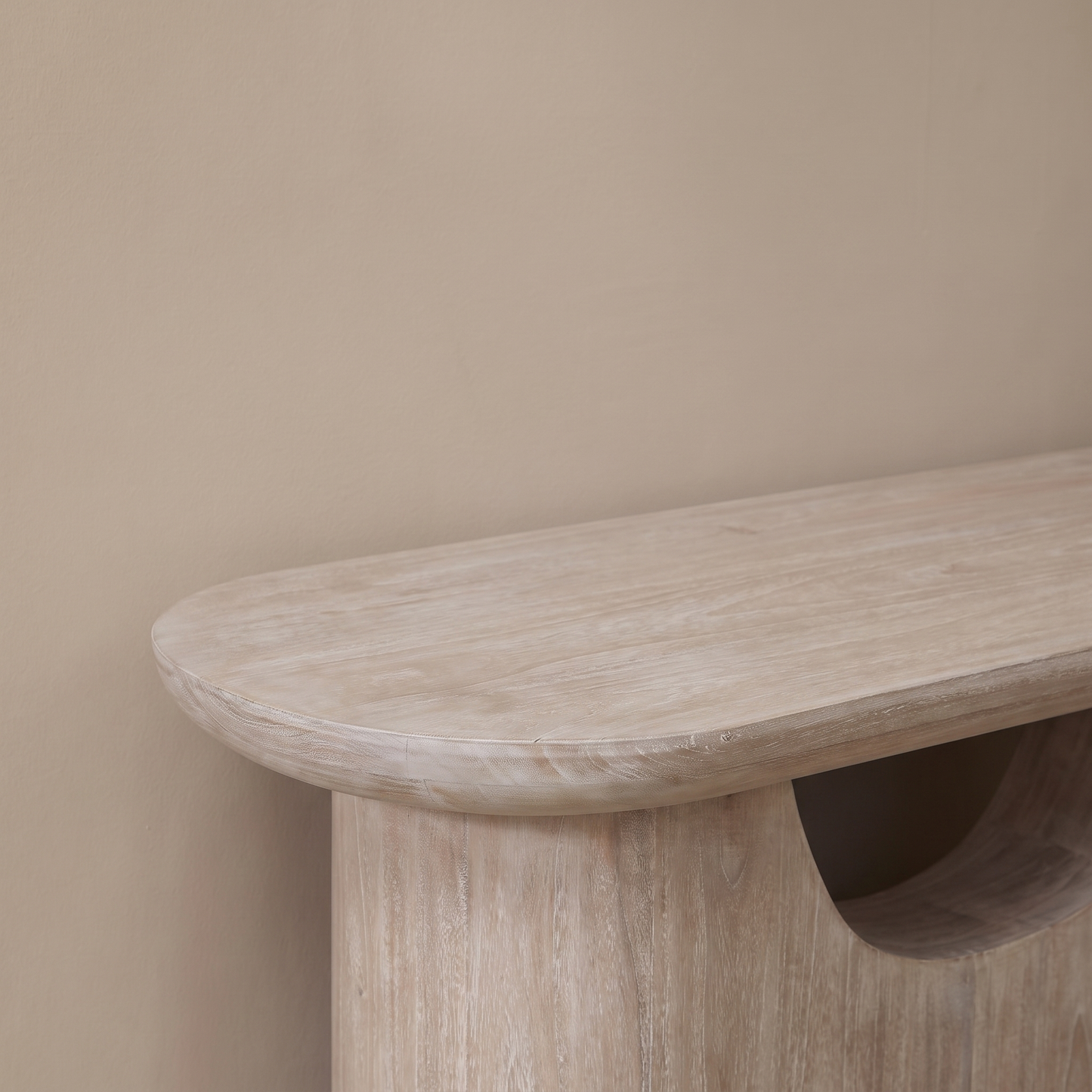 Octavia 110cm Oval Console Table - Limewash - Laura James 