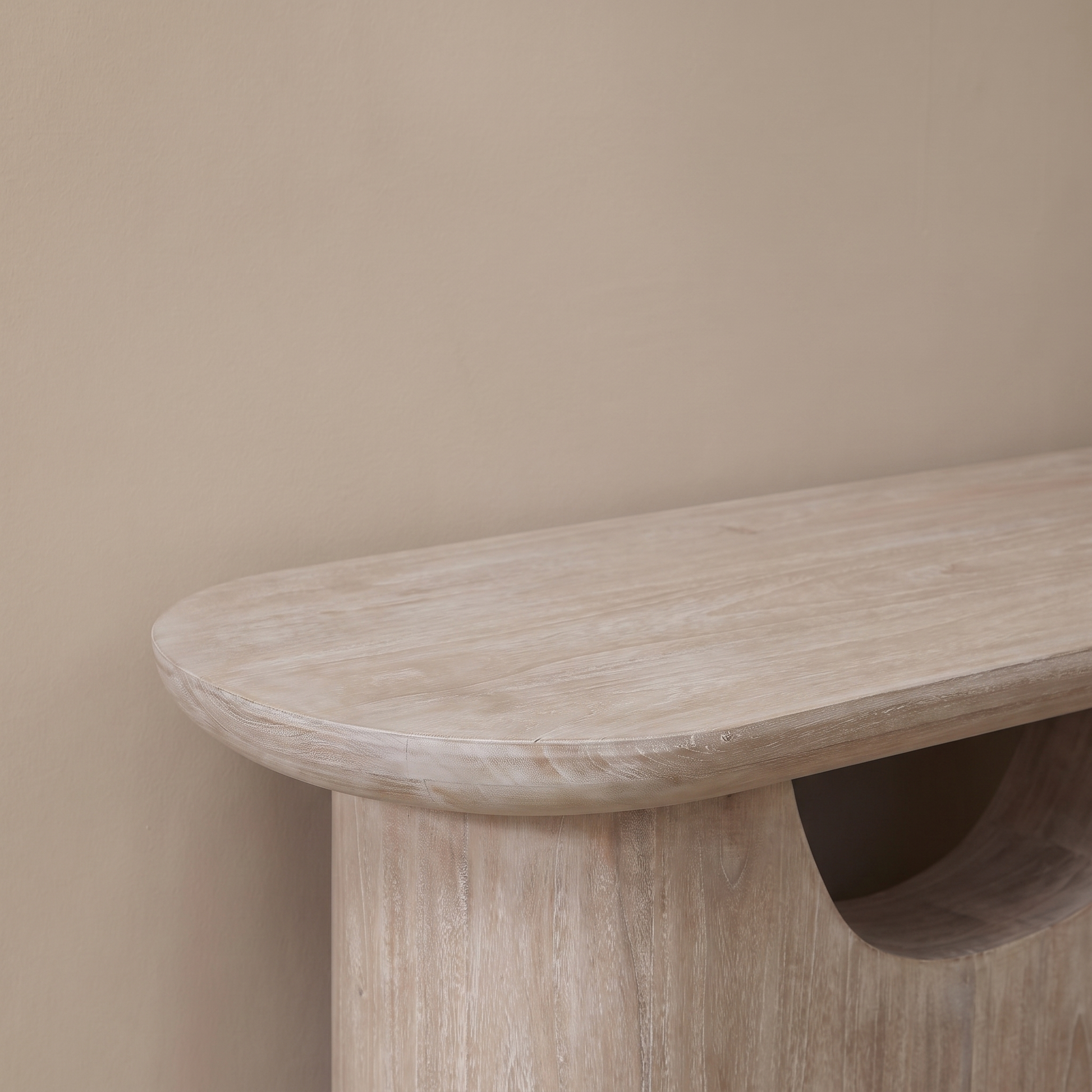 Octavia 110cm Oval Console Table - Limewash - Laura James 