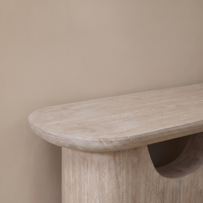Octavia 110cm Oval Console Table - Limewash - Laura James 