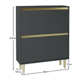 Iliana Shoe Cabinet - 2 Door - Charcoal Grey