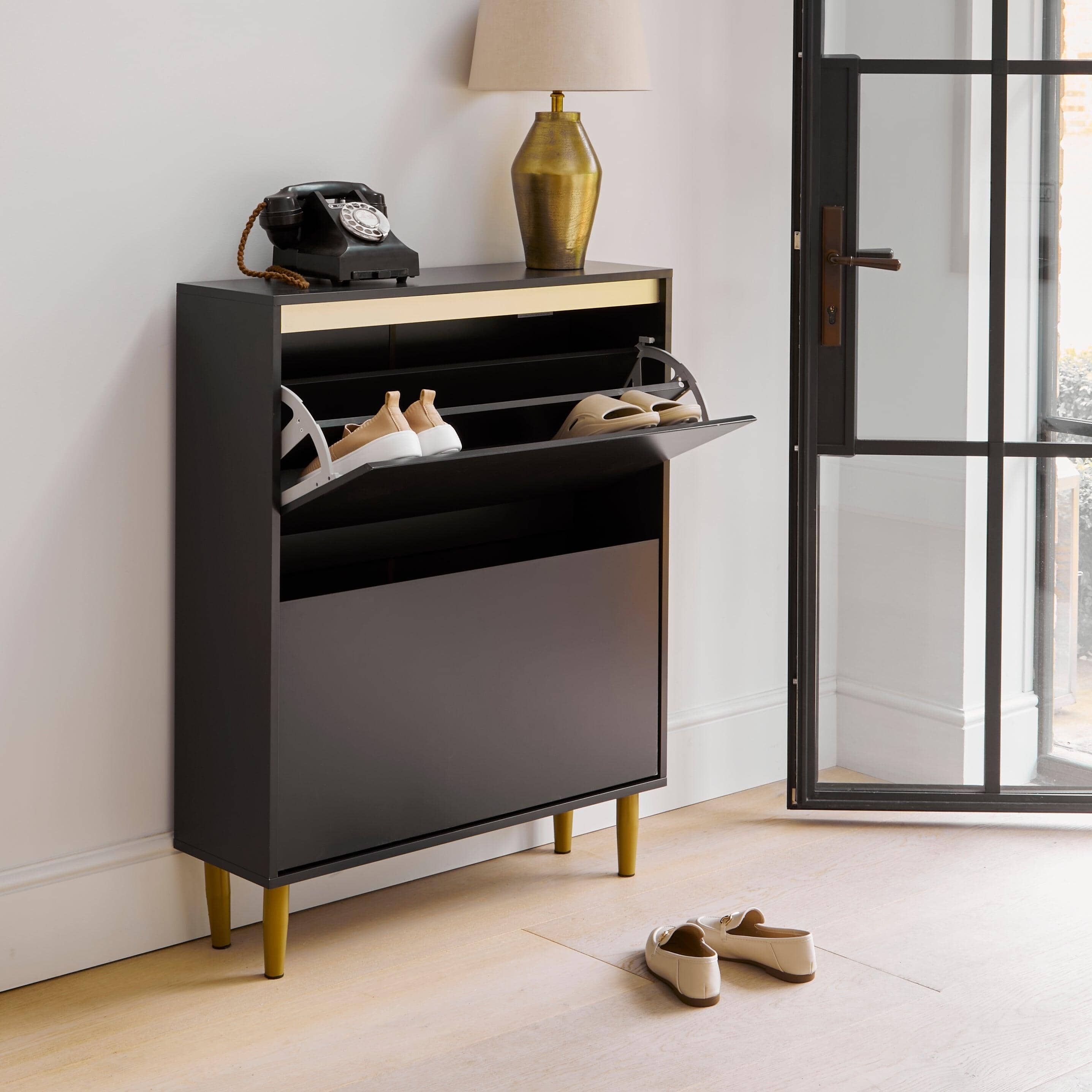 Charcoal Shoe Cabinet Elona Shoe Storage In Grey Made