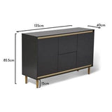 Iliana sideboard - 2 door 2 drawer - charcoal grey - Laura James