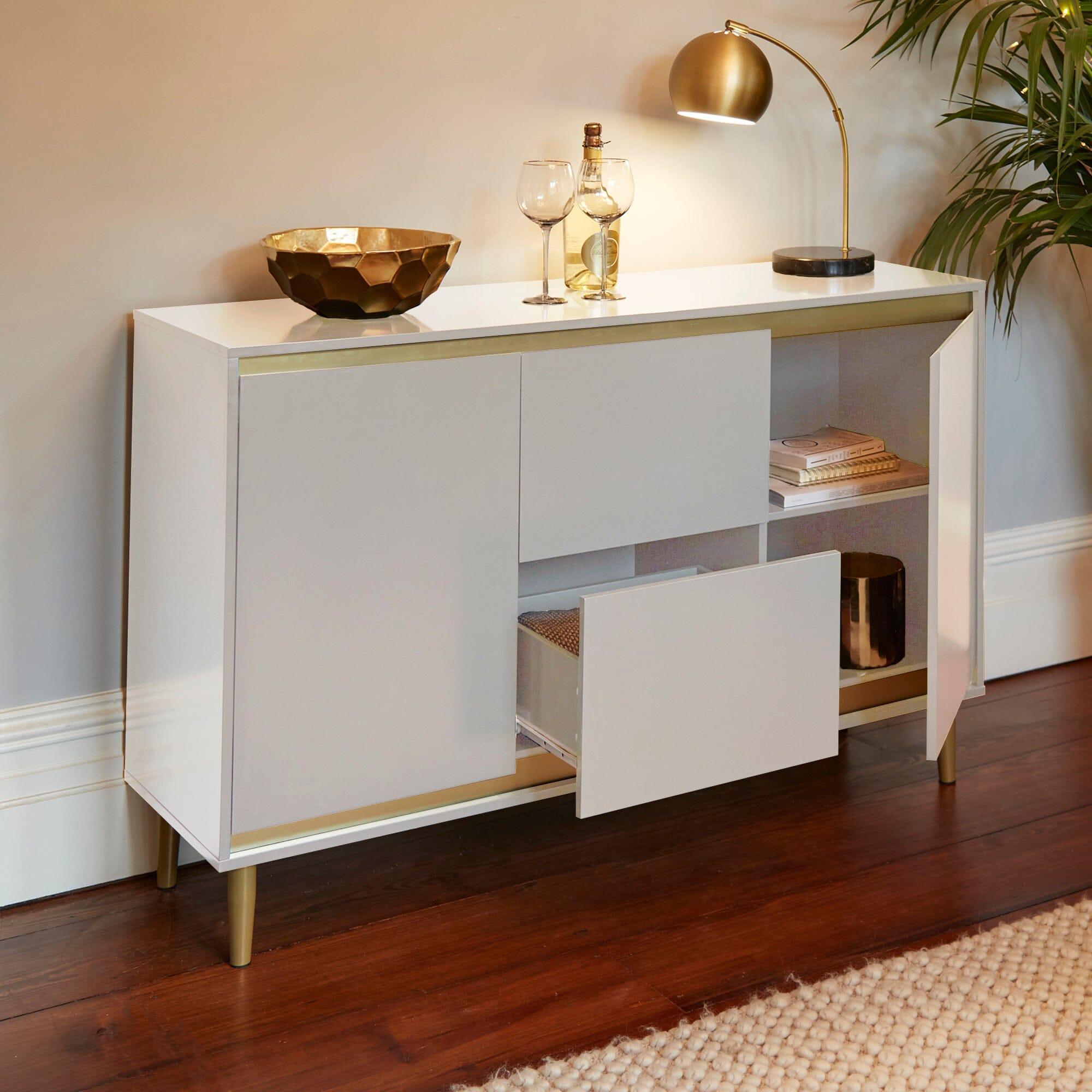 Iliana Snow White Gold Large Sideboard Laura James