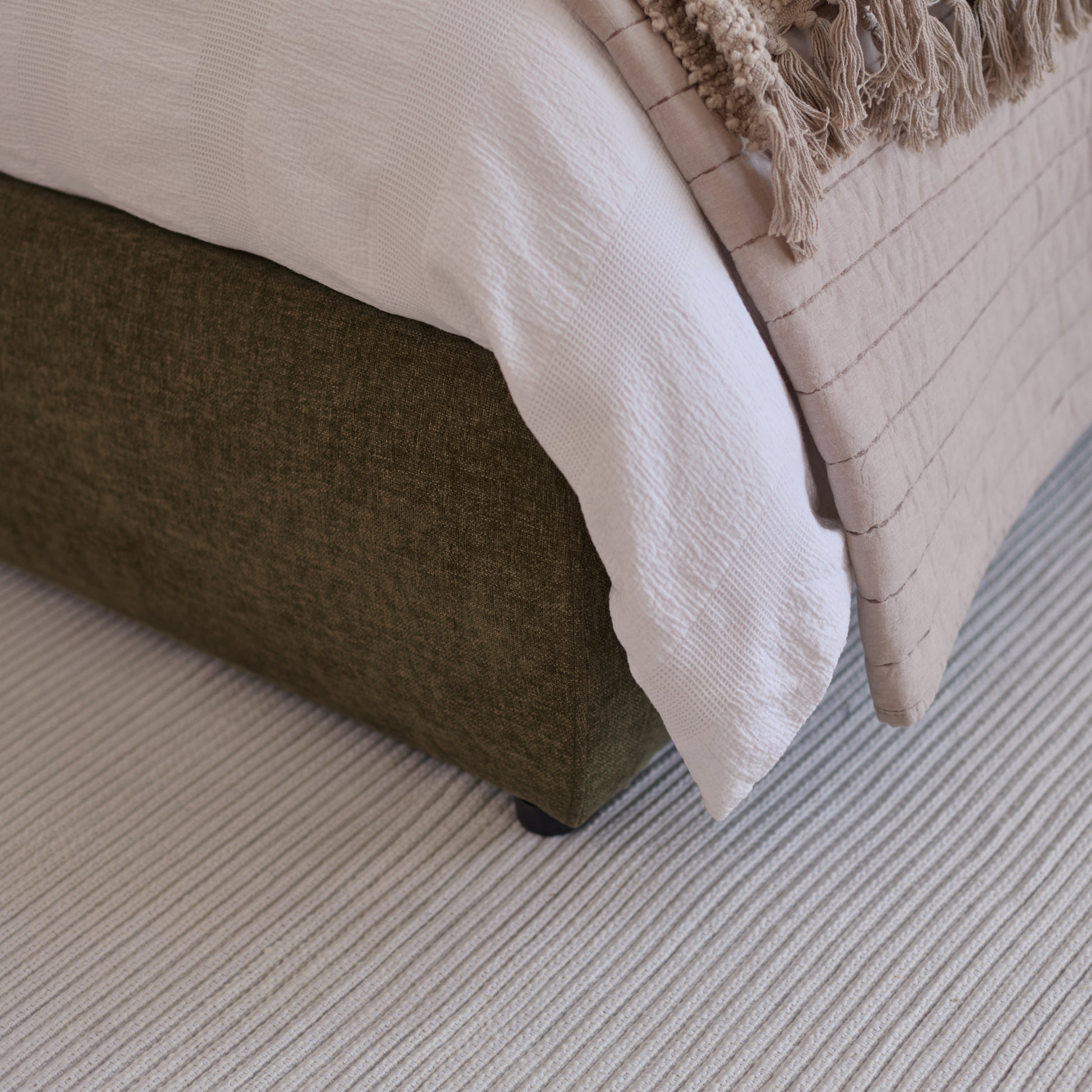 Hannah King Ottoman Bed - Moss Green - Laura James
