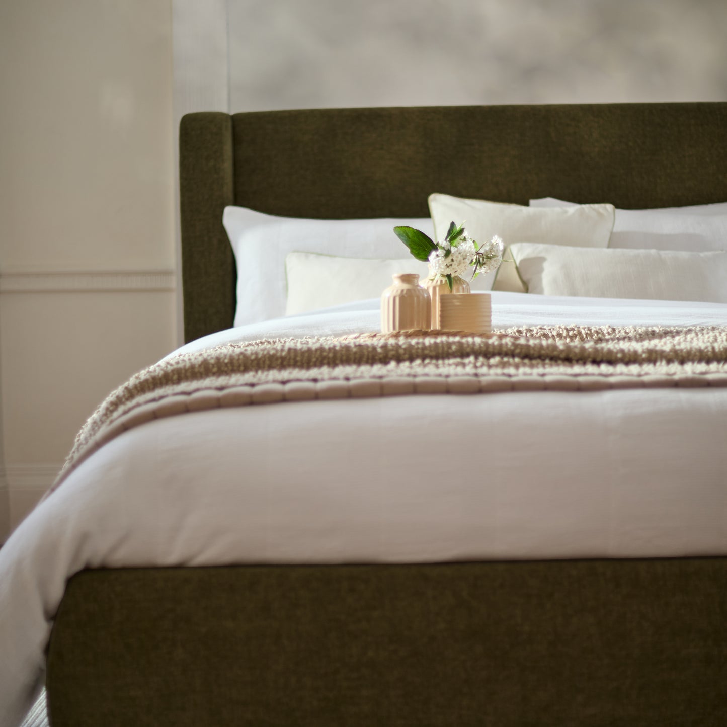 Hannah King Ottoman Bed - Moss Green - Laura James