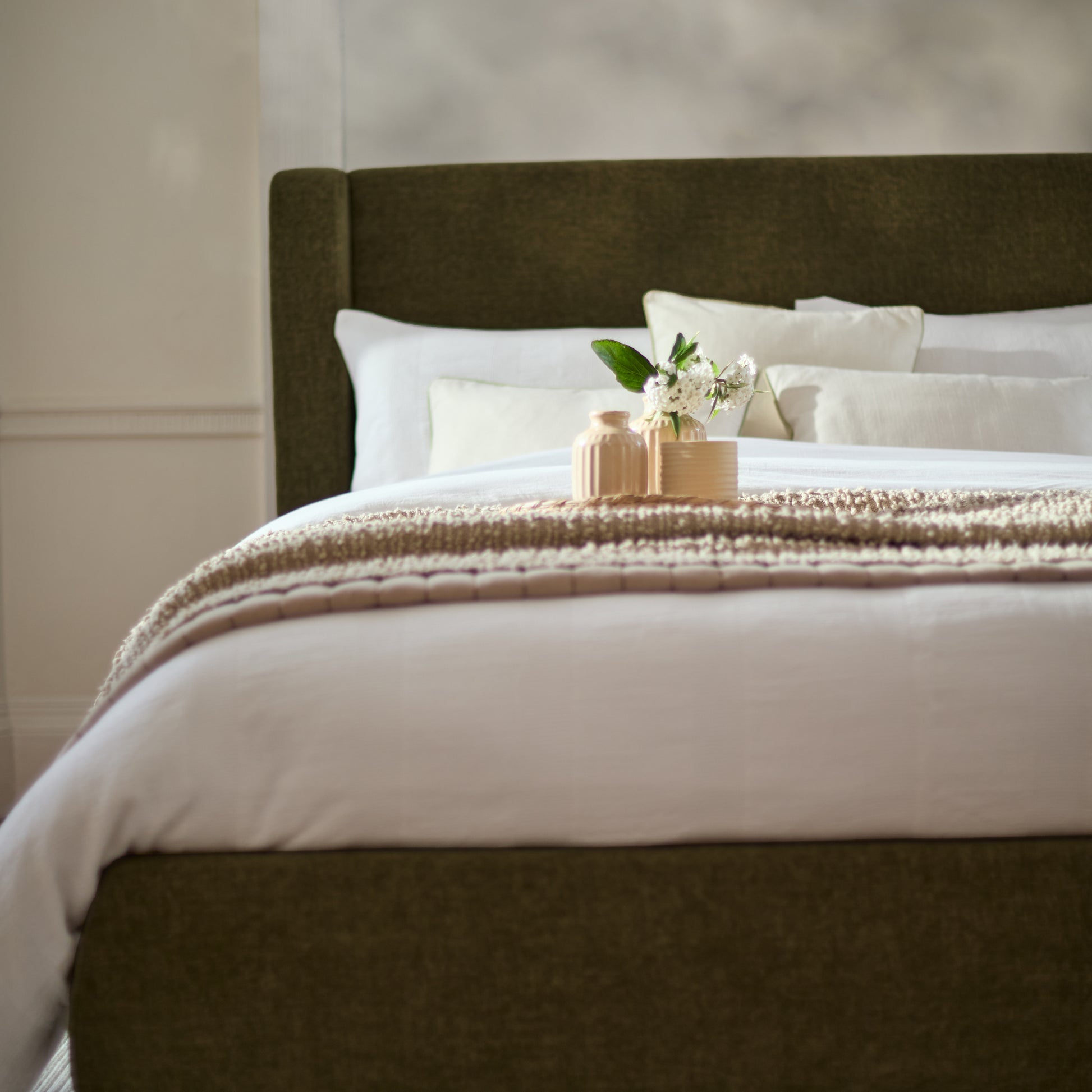 Hannah King Ottoman Bed - Moss Green - Laura James