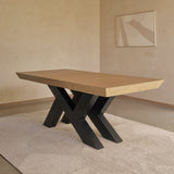 Olivia 160-240cm Whitewash Oak Dining Table - Black Oak Legs - Laura James 