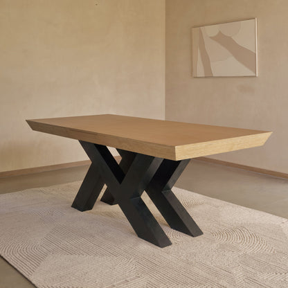 Olivia 160-240cm Whitewash Oak Dining Table - Black Oak Legs - Laura James 