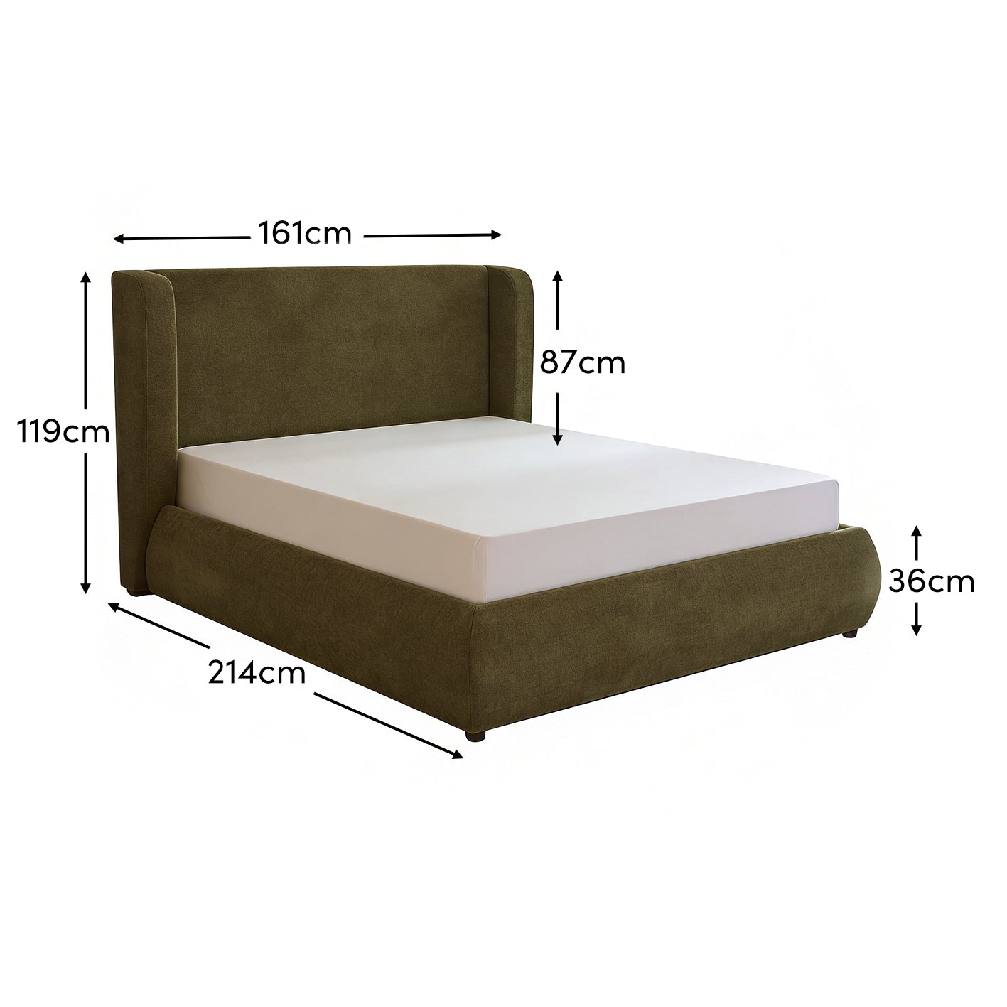 Hannah King Ottoman Bed - Moss Green - Laura James
