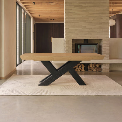 Olivia 160-240cm Whitewash Oak Dining Table - Black Oak Legs - Laura James 